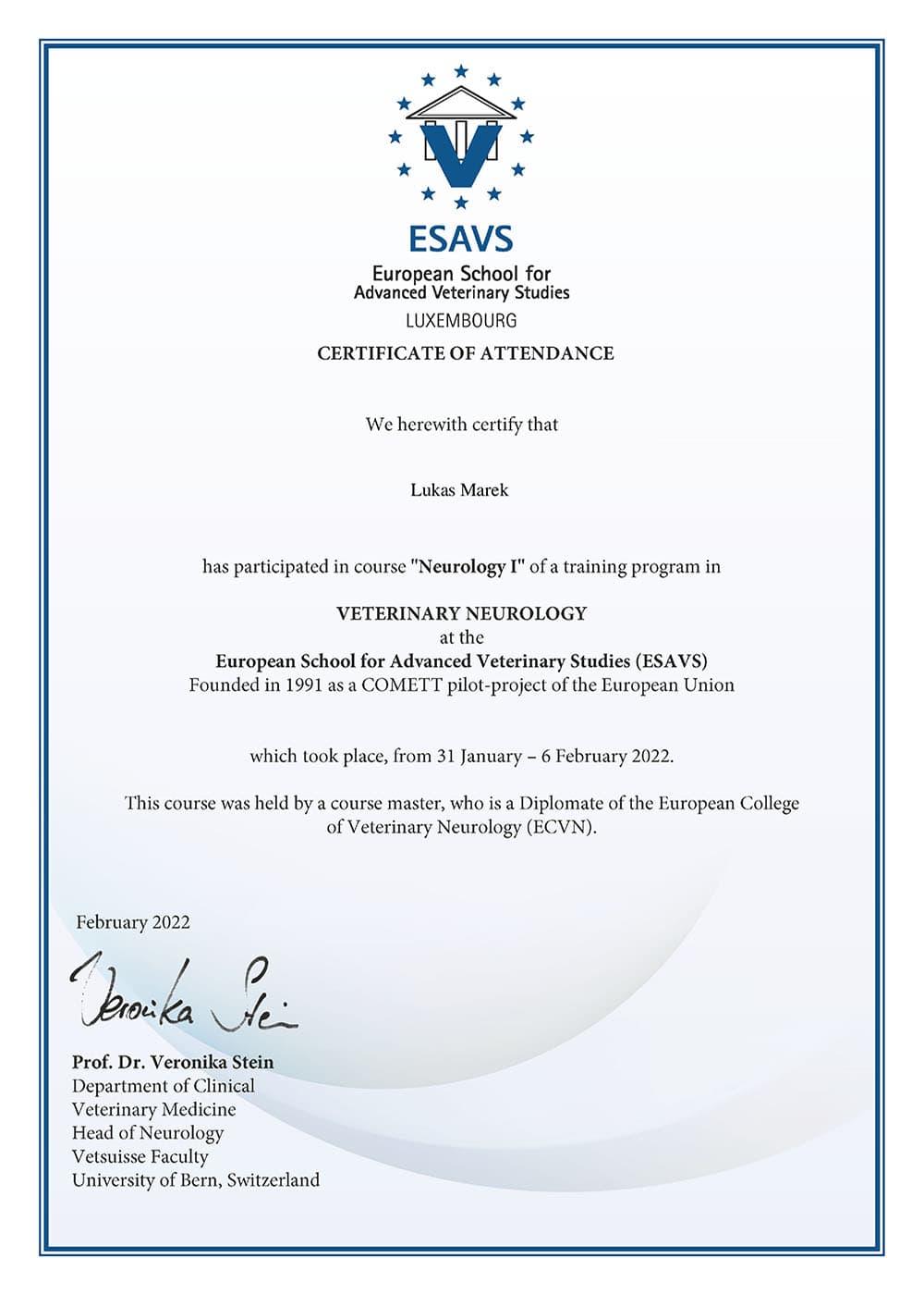 Certifikát Neurology I
