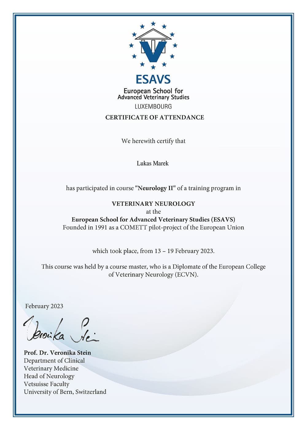 Certifikát Neurology II