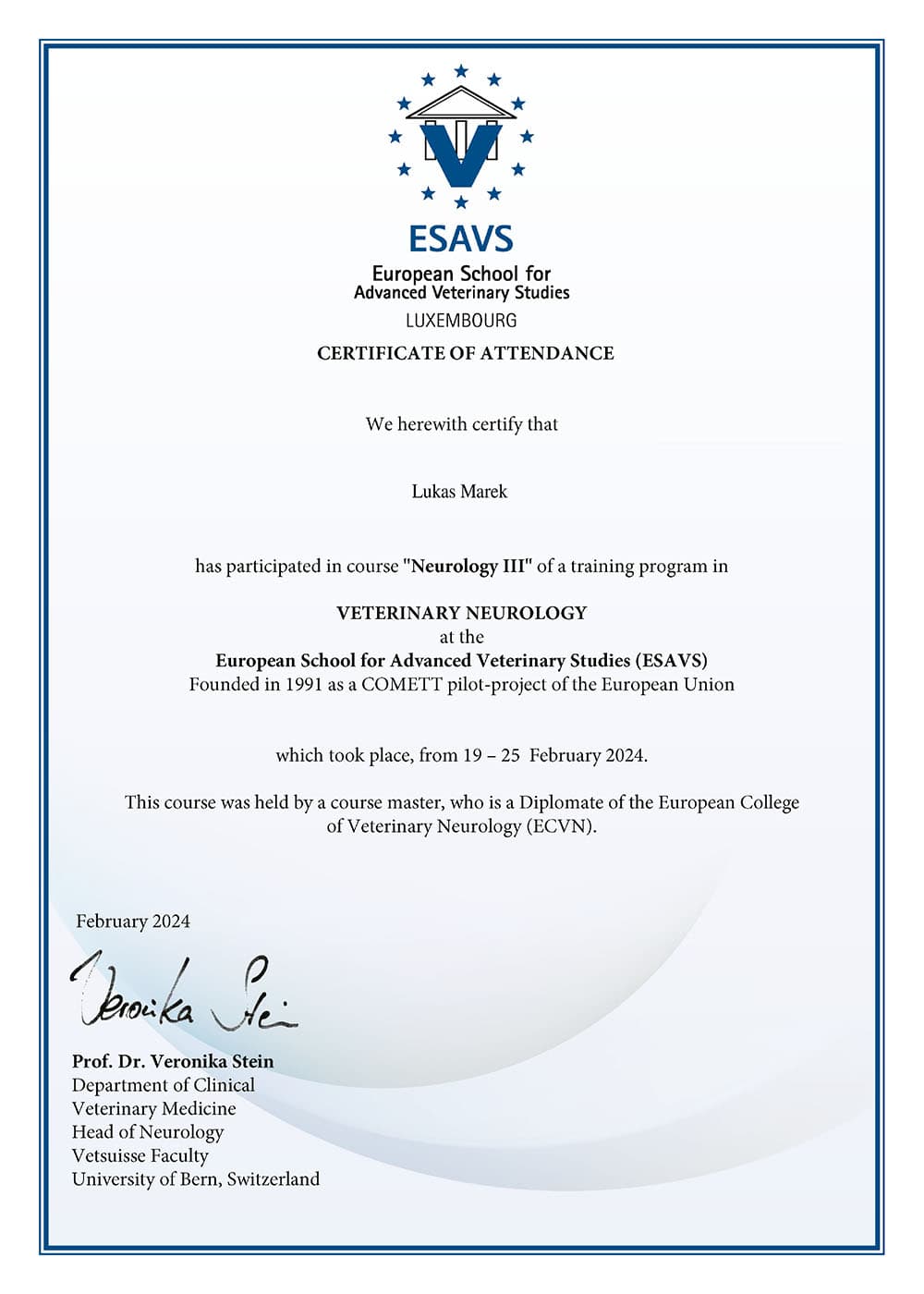 Certifikát Neurology III